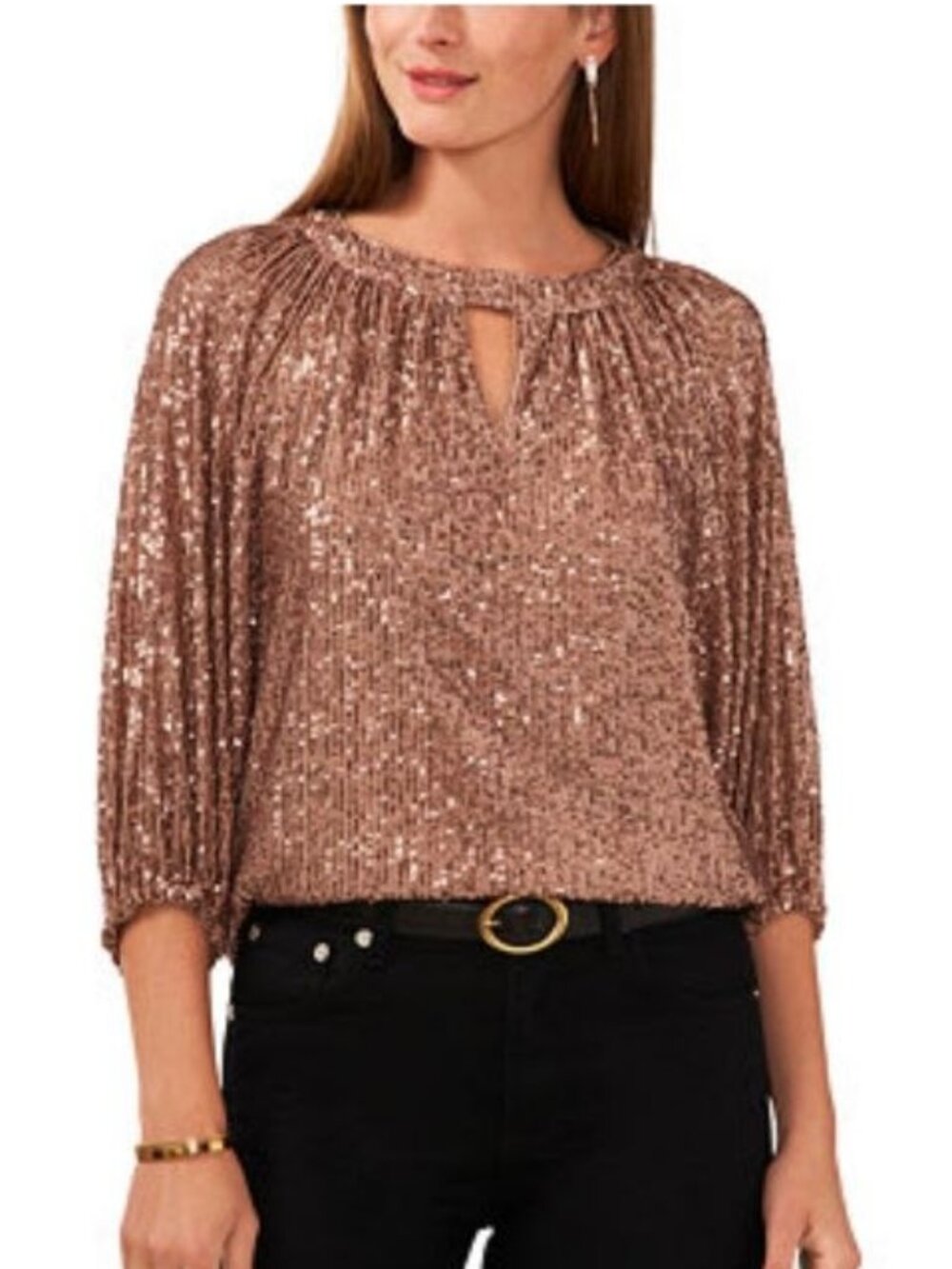 $89 Vince Camuto Raglan Sleeve Sequin Top Foxtrot